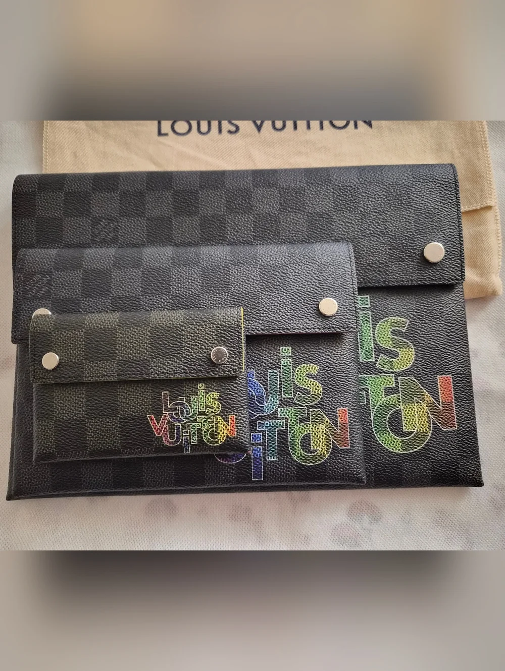 Louis Vuitton Virgil Abloh Damier Graphite Coated Canvas Alpha Trio Pouches